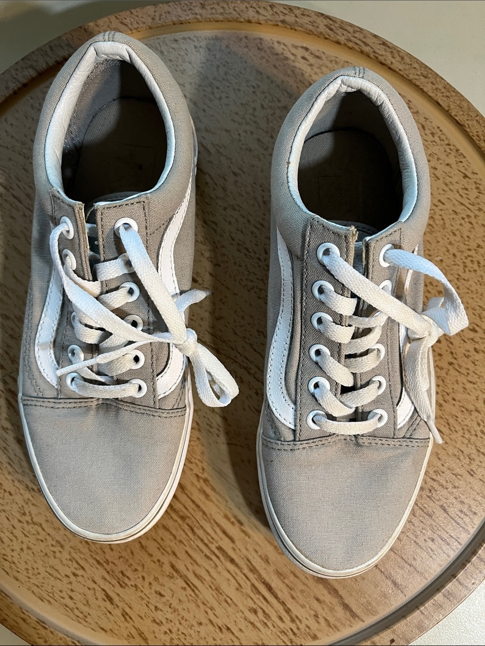 Vans Women's Taupe Canvas Sneakers with White Stripe